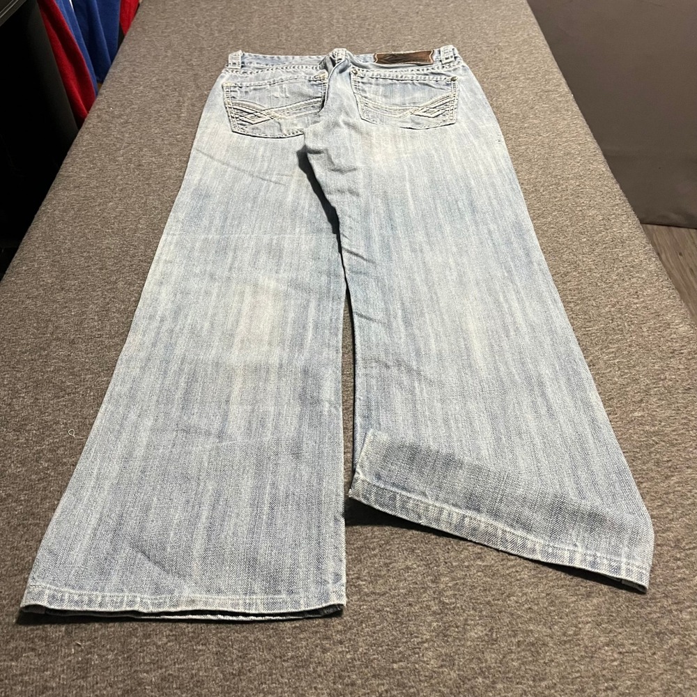 Rock and Roll Cowboy Mens Relaxed Bootcut Jeans Light Wash 30x36 Distressed